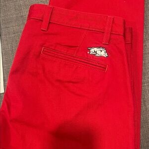 Red Pants with Embroidered Logo
